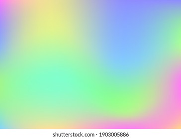 Gradient mesh abstract background. Bright holographic backdrop with gradient mesh. 90s, 80s retro style. Pearlescent graphic template for book, annual, mobile interface, web app.