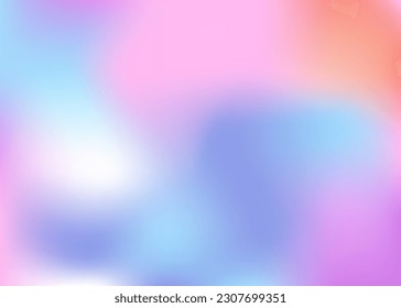 Gradient mesh abstract background. Bright holographic backdrop with gradient mesh. 90s, 80s retro style. Pearlescent graphic template for placard, presentation, banner, brochure.