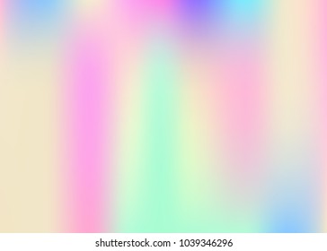 Gradient mesh abstract background. Colorful holographic backdrop with gradient mesh. 90s, 80s retro style. Iridescent graphic template for placard, presentation, banner, brochure.