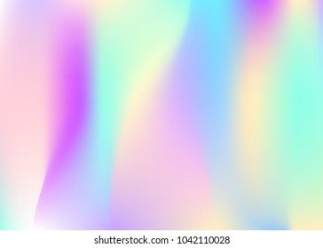Gradient mesh abstract background. Colorful holographic backdrop with gradient mesh. 90s, 80s retro style. Iridescent graphic template for book, annual, mobile interface, web app.