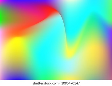 Gradient mesh abstract background. Colorful holographic backdrop with gradient mesh. 90s, 80s retro style. Iridescent graphic template for banner, flyer, cover design, mobile interface, web app.