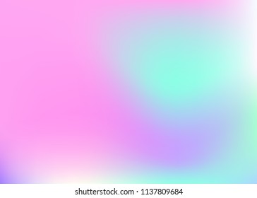 Gradient mesh abstract background. Colorful holographic backdrop with gradient mesh. 90s, 80s retro style. Iridescent graphic template for placard, presentation, banner, brochure.