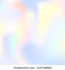 Gradient mesh abstract background. Colorful holographic backdrop with gradient mesh. 90s, 80s retro style. Pearlescent graphic template for banner, flyer, cover design, mobile interface, web app.