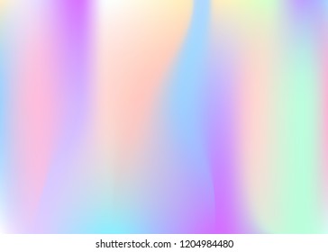 Gradient mesh abstract background. Colorful holographic backdrop with gradient mesh. 90s, 80s retro style. Iridescent graphic template for placard, presentation, banner, brochure.