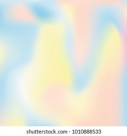 Gradient mesh abstract background. Futuristic holographic backdrop with gradient mesh. 90s, 80s retro style. Iridescent graphic template for brochure, flyer, poster design, wallpaper, mobile screen.