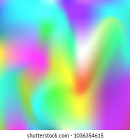 Gradient mesh abstract background. Futuristic holographic backdrop with gradient mesh. 90s, 80s retro style. Pearlescent graphic template for banner, flyer, cover design, mobile interface, web app.