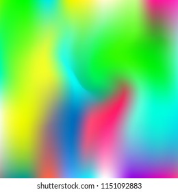 Gradient mesh abstract background. Futuristic holographic backdrop with gradient mesh. 90s, 80s retro style. Iridescent graphic template for brochure, flyer, poster design, wallpaper, mobile screen.