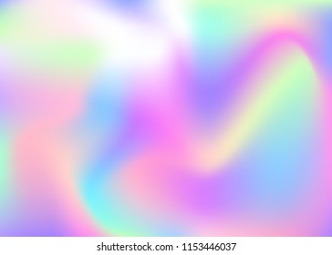 Gradient mesh abstract background. Futuristic holographic backdrop with gradient mesh. 90s, 80s retro style. Pearlescent graphic template for book, annual, mobile interface, web app.