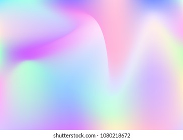 Gradient mesh abstract background. Liquid holographic backdrop with gradient mesh. 90s, 80s retro style. Pearlescent graphic template for brochure, flyer, poster design, wallpaper, mobile screen.