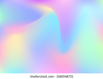 Gradient mesh abstract background. Minimal holographic backdrop with gradient mesh. 90s, 80s retro style. Pearlescent graphic template for brochure, flyer, poster design, wallpaper, mobile screen.
