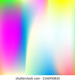 Gradient mesh abstract background. Minimal holographic backdrop with gradient mesh. 90s, 80s retro style. Iridescent graphic template for banner, flyer, cover design, mobile interface, web app.