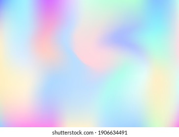 Gradient mesh abstract background. Multicolor holographic backdrop with gradient mesh. 90s, 80s retro style. Pearlescent graphic template for banner, flyer, cover design, mobile interface, web app.