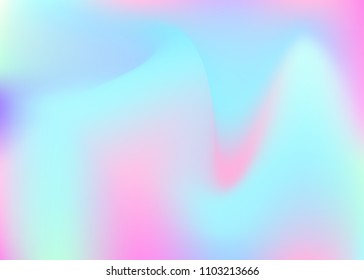 Gradient mesh abstract background. Plastic holographic backdrop with gradient mesh. 90s, 80s retro style. Iridescent graphic template for book, annual, mobile interface, web app.