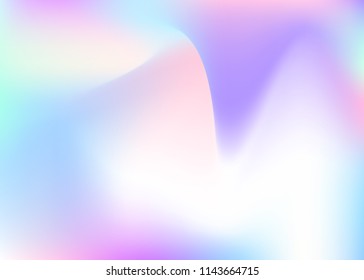 Gradient mesh abstract background. Plastic holographic backdrop with gradient mesh. 90s, 80s retro style. Iridescent graphic template for book, annual, mobile interface, web app.