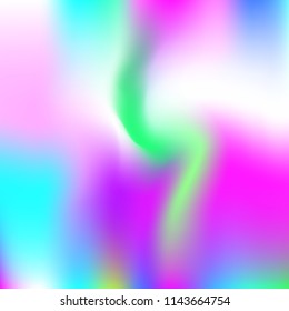 Gradient mesh abstract background. Plastic holographic backdrop with gradient mesh. 90s, 80s retro style. Iridescent graphic template for brochure, flyer, poster design, wallpaper, mobile screen.