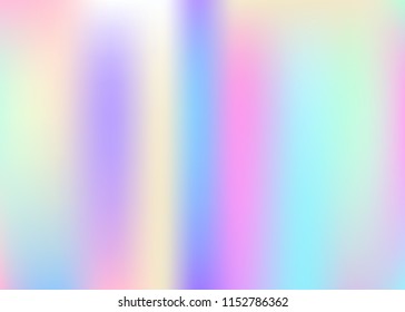 Gradient mesh abstract background. Plastic holographic backdrop with gradient mesh. 90s, 80s retro style. Iridescent graphic template for brochure, flyer, poster design, wallpaper, mobile screen.