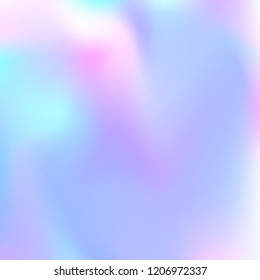 Gradient mesh abstract background. Plastic holographic backdrop with gradient mesh. 90s, 80s retro style. Iridescent graphic template for banner, flyer, cover design, mobile interface, web app.