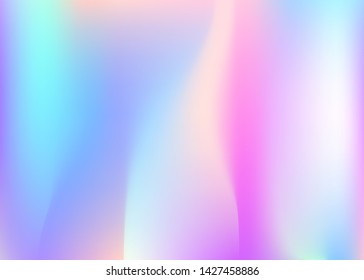 Gradient mesh abstract background. Plastic holographic backdrop with gradient mesh. 90s, 80s retro style. Iridescent graphic template for brochure, flyer, poster design, wallpaper, mobile screen.