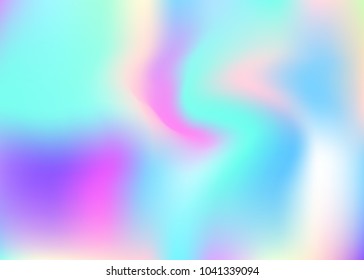 Gradient mesh abstract background. Rainbow holographic backdrop with gradient mesh. 90s, 80s retro style. Iridescent graphic template for brochure, banner, wallpaper, mobile screen.