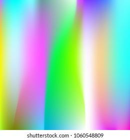 Gradient mesh abstract background. Rainbow holographic backdrop with gradient mesh. 90s, 80s retro style. Pearlescent graphic template for banner, flyer, cover design, mobile interface, web app.