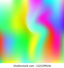 Gradient mesh abstract background. Rainbow holographic backdrop with gradient mesh. 90s, 80s retro style. Pearlescent graphic template for brochure, flyer, poster design, wallpaper, mobile screen.