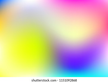 Gradient mesh abstract background. Rainbow holographic backdrop with gradient mesh. 90s, 80s retro style. Pearlescent graphic template for placard, presentation, banner, brochure.