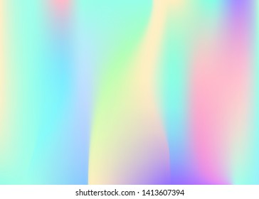 Gradient mesh abstract background. Rainbow holographic backdrop with gradient mesh. 90s, 80s retro style. Iridescent graphic template for banner, flyer, cover design, mobile interface, web app.