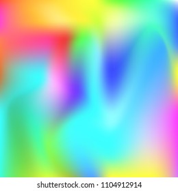 Gradient mesh abstract background. Spectrum holographic backdrop with gradient mesh. 90s, 80s retro style. Iridescent graphic template for brochure, flyer, poster design, wallpaper, mobile screen.