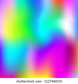 Gradient mesh abstract background. Spectrum holographic backdrop with gradient mesh. 90s, 80s retro style. Pearlescent graphic template for brochure, flyer, poster design, wallpaper, mobile screen.