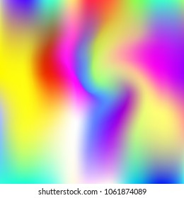 Gradient mesh abstract background. Stylish holographic backdrop with gradient mesh. 90s, 80s retro style. Pearlescent graphic template for brochure, flyer, poster design, wallpaper, mobile screen.