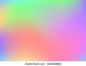 Gradient mesh abstract background. Stylish holographic backdrop with gradient mesh. 90s, 80s retro style. Pearlescent graphic template for brochure, banner, wallpaper, mobile screen.