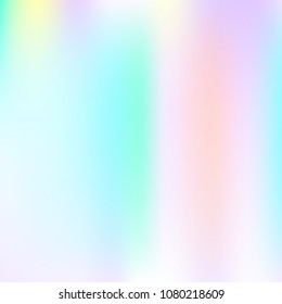 Gradient mesh abstract background. Stylish holographic backdrop with gradient mesh. 90s, 80s retro style. Iridescent graphic template for brochure, flyer, poster design, wallpaper, mobile screen.