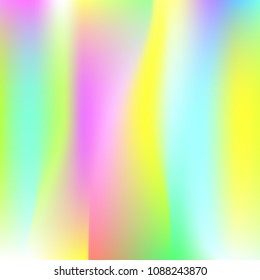 Gradient mesh abstract background. Stylish holographic backdrop with gradient mesh. 90s, 80s retro style. Iridescent graphic template for brochure, flyer, poster design, wallpaper, mobile screen.