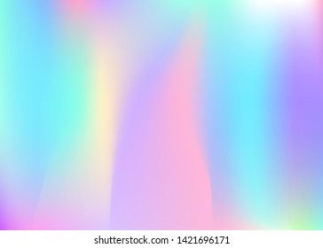 Abstrakter abstrakter Farbverlauf-Mesh-Hintergrund. Stilvolle holografische Kulisse mit Farbverlauf-Masche. 90er, 80er Jahre Retro-Stil. Pearleszierende grafische Vorlage für Broschüren, Banner, Bildschirmhintergründe, mobile Bildschirme.