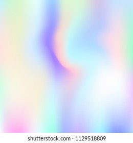 Gradient mesh abstract background. Trendy holographic backdrop with gradient mesh. 90s, 80s retro style. Pearlescent graphic template for brochure, flyer, poster design, wallpaper, mobile screen.