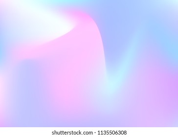 Gradient mesh abstract background. Trendy holographic backdrop with gradient mesh. 90s, 80s retro style. Pearlescent graphic template for placard, presentation, banner, brochure.
