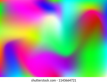 Gradient mesh abstract background. Trendy holographic backdrop with gradient mesh. 90s, 80s retro style. Pearlescent graphic template for banner, flyer, cover design, mobile interface, web app.
