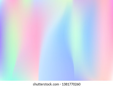 Gradient mesh abstract background. Trendy holographic backdrop with gradient mesh. 90s, 80s retro style. Iridescent graphic template for banner, flyer, cover design, mobile interface, web app.