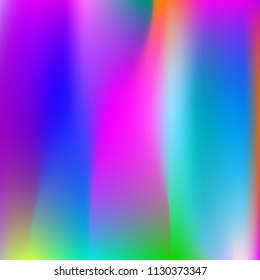 Gradient mesh abstract background. Vibrant holographic backdrop with gradient mesh. 90s, 80s retro style. Iridescent graphic template for brochure, flyer, poster design, wallpaper, mobile screen.