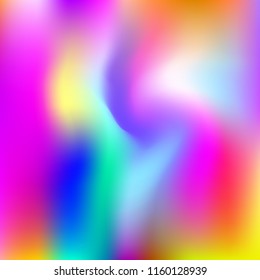 Gradient mesh abstract background. Vibrant holographic backdrop with gradient mesh. 90s, 80s retro style. Iridescent graphic template for brochure, flyer, poster design, wallpaper, mobile screen.