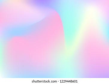 Gradient mesh abstract background. Vibrant holographic backdrop with gradient mesh. 90s, 80s retro style. Pearlescent graphic template for banner, flyer, cover design, mobile interface, web app.