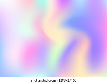 Gradient mesh abstract background. Vibrant holographic backdrop with gradient mesh. 90s, 80s retro style. Iridescent graphic template for placard, presentation, banner, brochure.