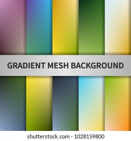 Gradient mesh background set. Colorful blurred backgrounds. Vector illustration.