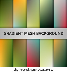Gradient mesh background set. Colorful blurred backgrounds. Vector illustration.