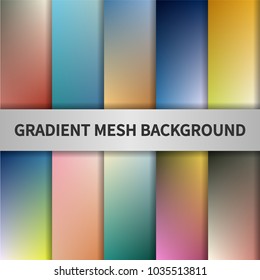 Gradient mesh background set. Colorful blurred backgrounds. Vector illustration.