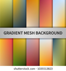 Gradient mesh background set. Colorful blurred backgrounds. Vector illustration.