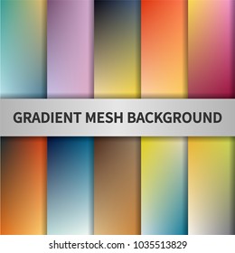 Gradient mesh background set. Colorful blurred backgrounds. Vector illustration.