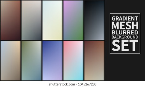 Gradient mesh background set. Colorful blurred backgrounds. Vector illustration.