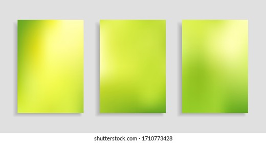 Gradient mesh background  Set green smooth vertical banners A4 format  Collection blurry abstract backgrounds  Mock up poster  Vector illustration  Modern design card  brochure  wallpaper  wrapping 