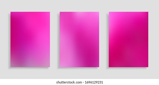 Gradient mesh background. Set pink smooth vertical banners A4 format. Collection blurry abstract backgrounds. Mock up poster. Vector illustration. Modern design card, brochure, wallpaper, wrapping.